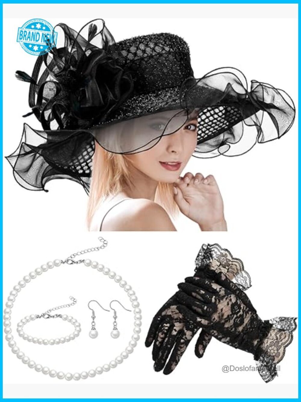 Derby Hat Set Wide Brim Organza Sun Church Hat Feather Floral Fascinator Tea
